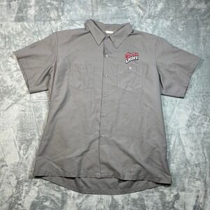 Coors Light Mens Gray Short Sleeve Button Up Work Shirt Embroidered Logo XL